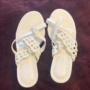Chic White Braided Women's Sandals